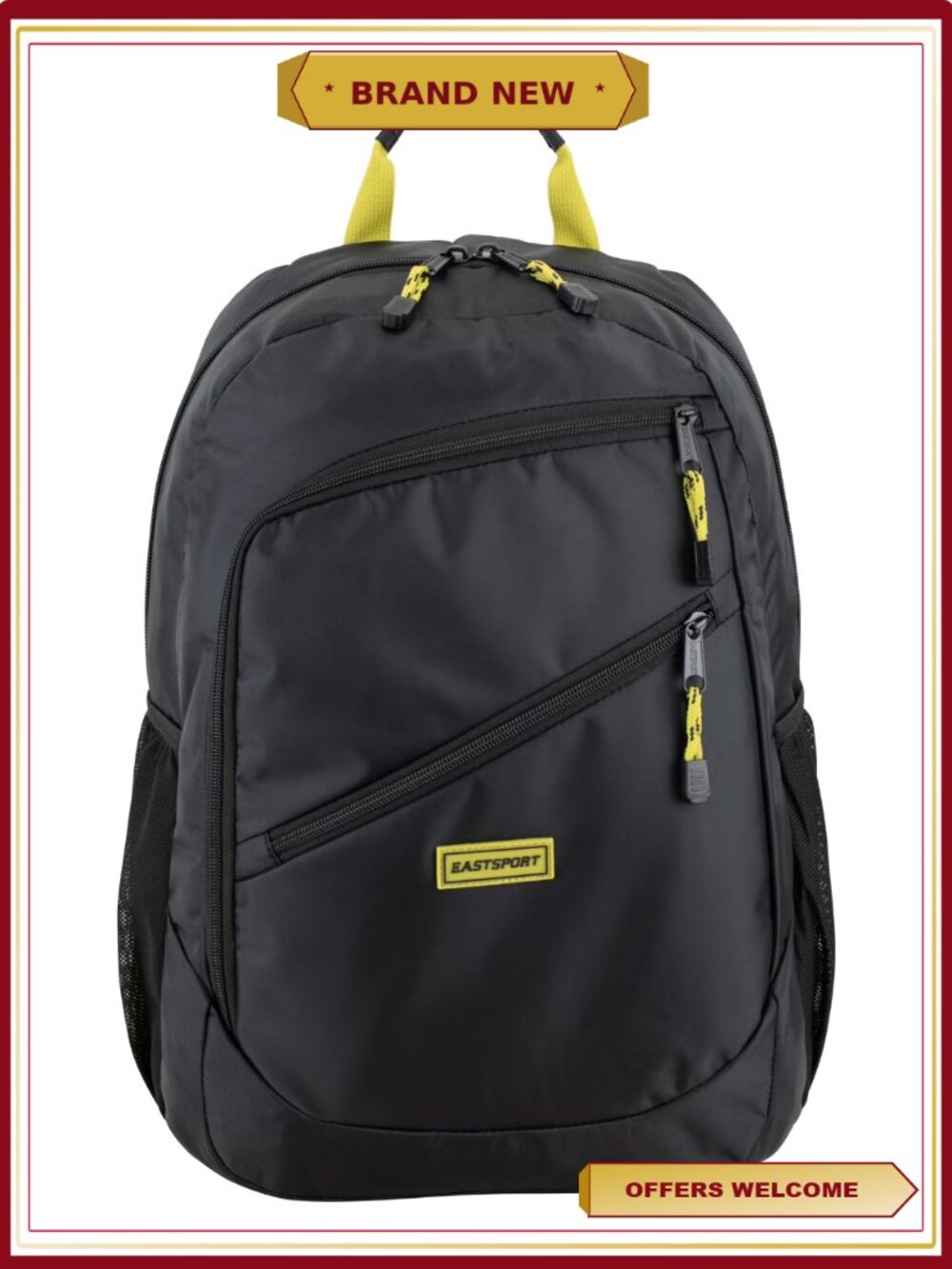 Eastsport Unisex 18.5" Rocket Sport Backpack, Black